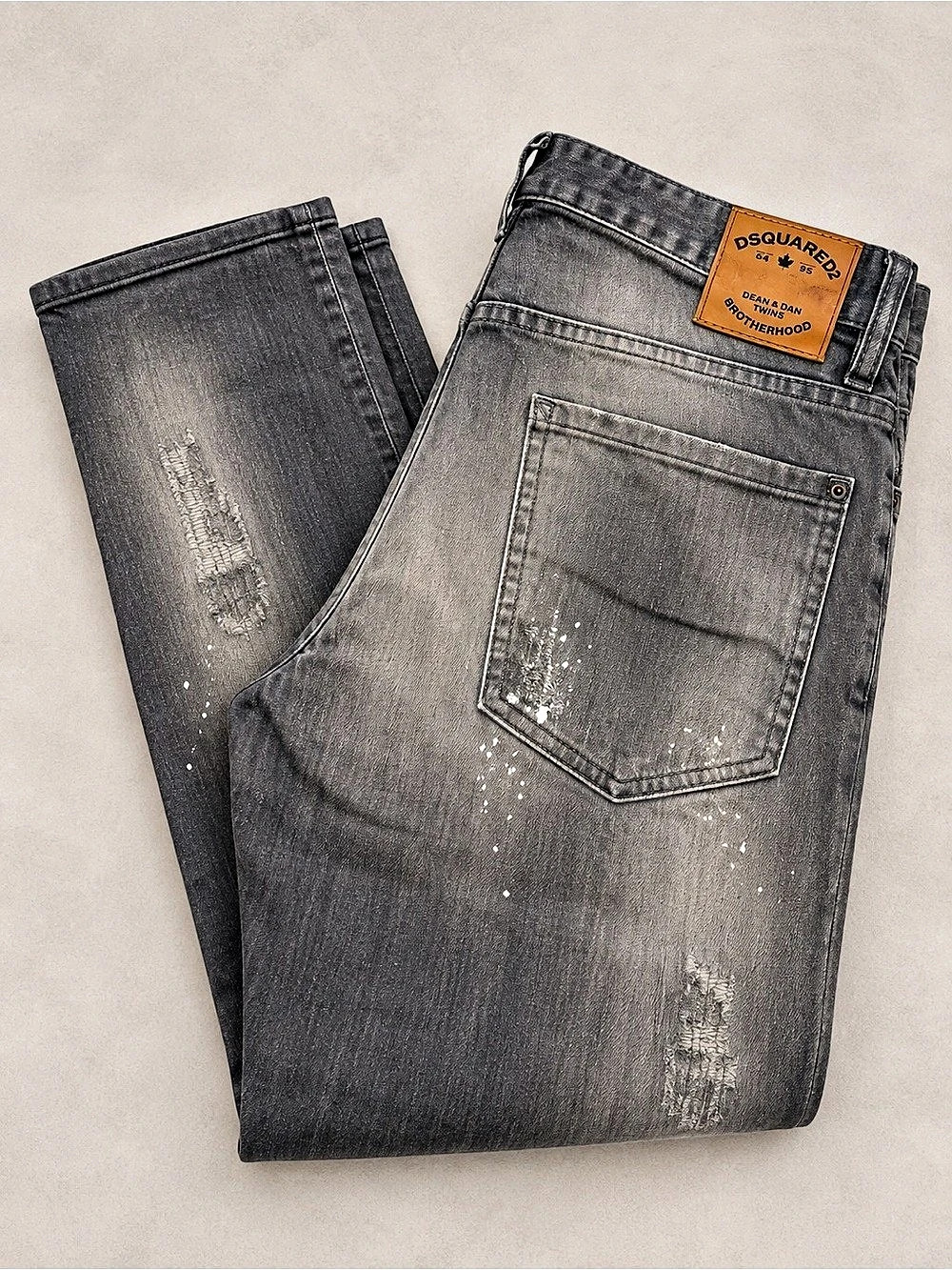 DSQUARED2 Brotherhood Distressed Grey Jeans Men’s Size 52 Made in Italy